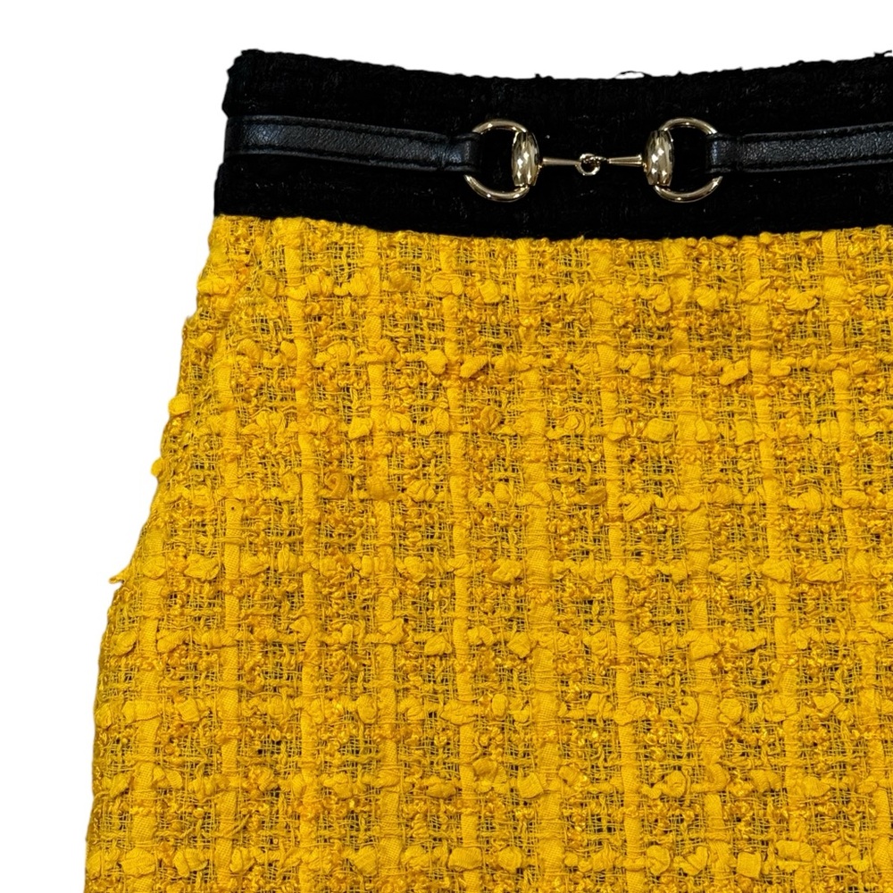 Gucci Tweed Mini Skirt Golden Yellow IT 36 US 0 - Picture 2 of 11
